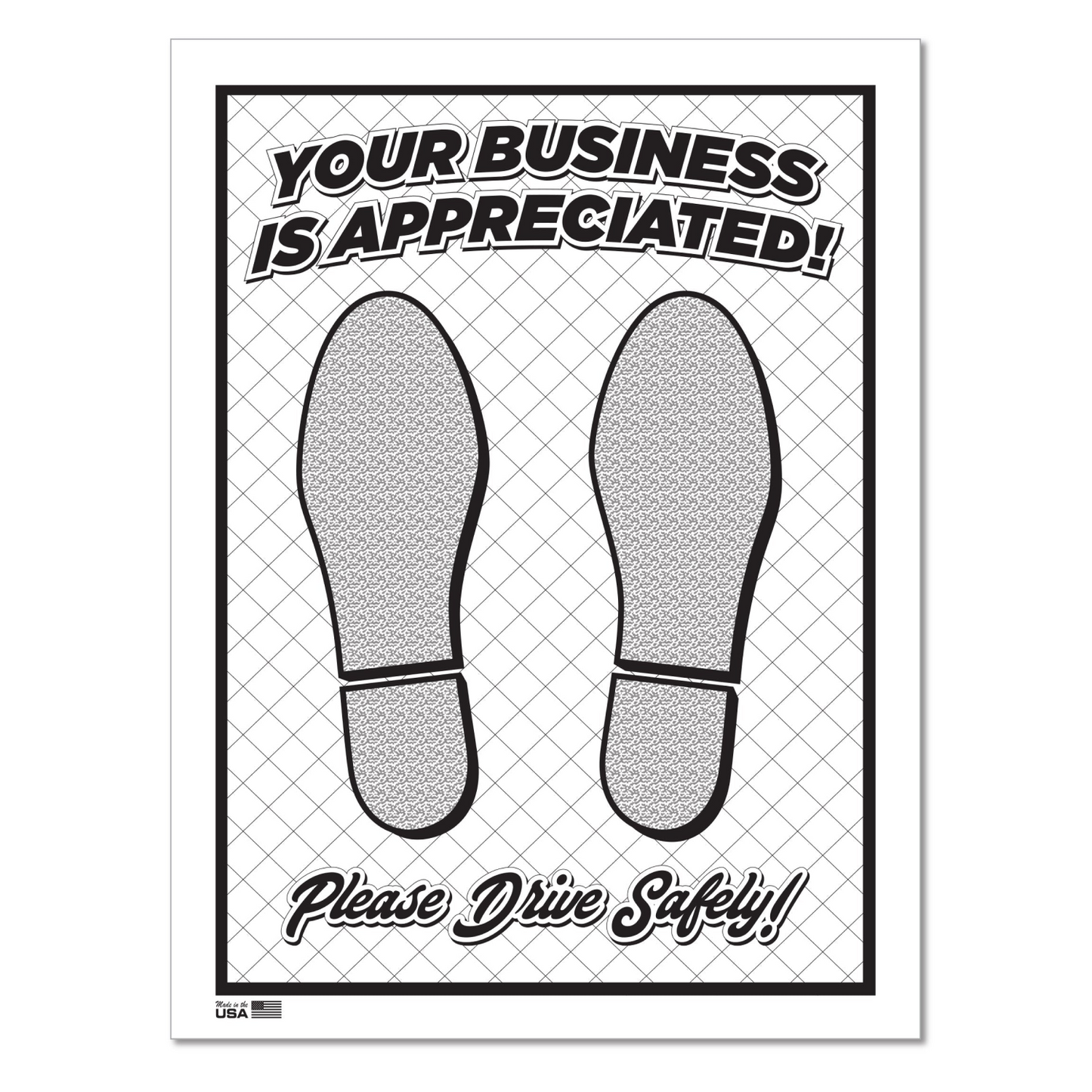 Floor Mat - Heavy Duty Plastic Coated - Black, Footprint