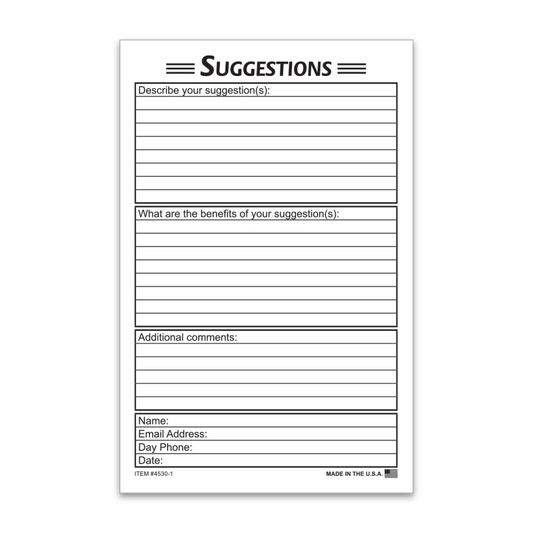 Suggestion Card - 8.5" x 5.5"