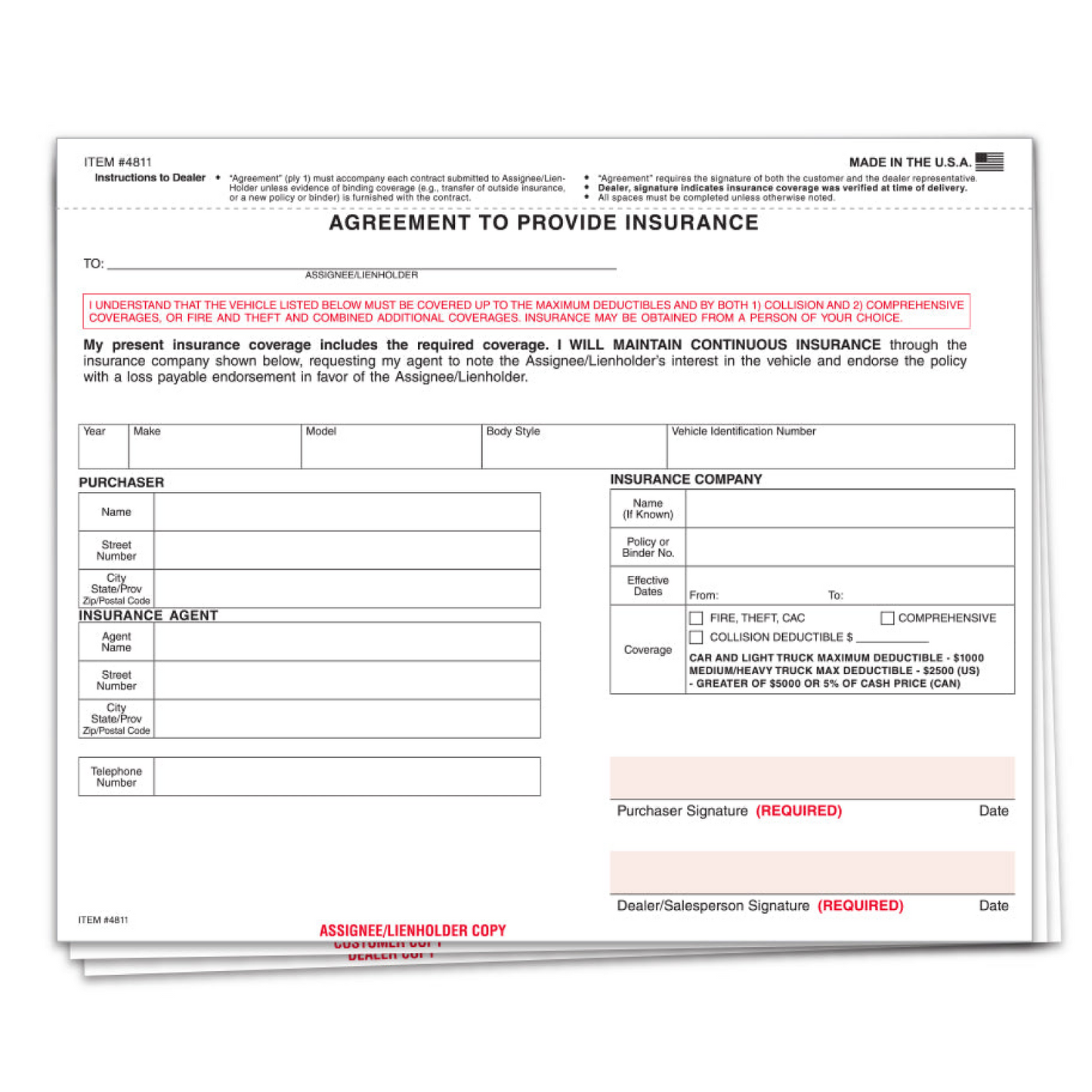 Agreement to Provide Insurance Policy