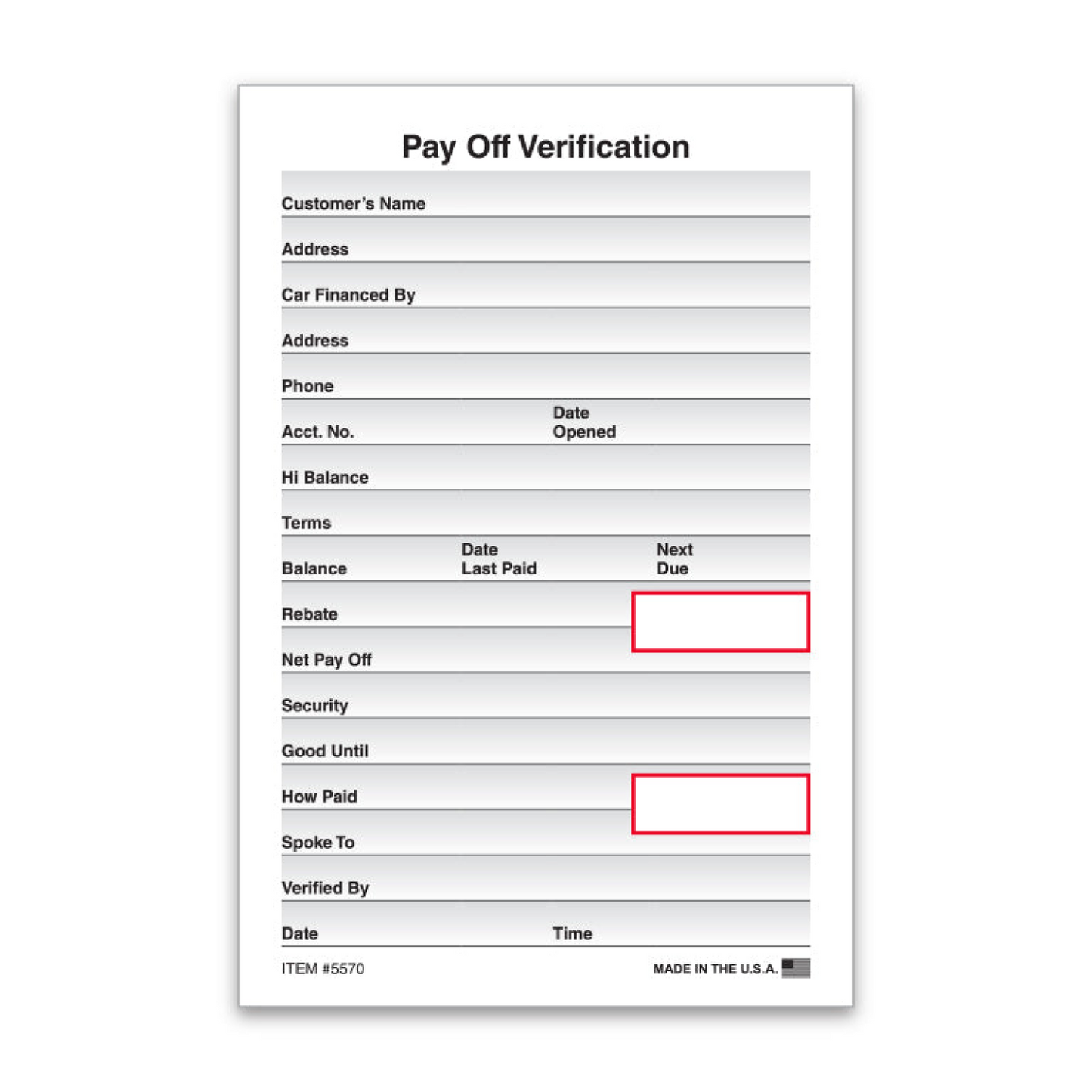 Pay Off Verification
