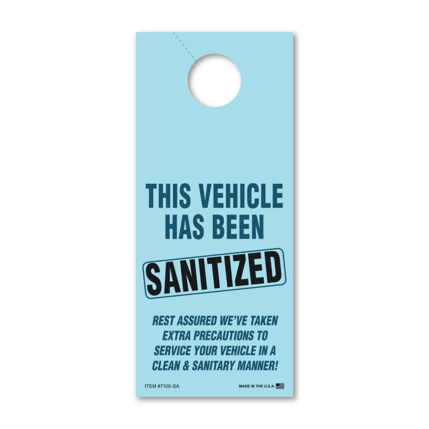 Sanitized Hang Tags - Blue - 3 2/3" X 8 1/2"