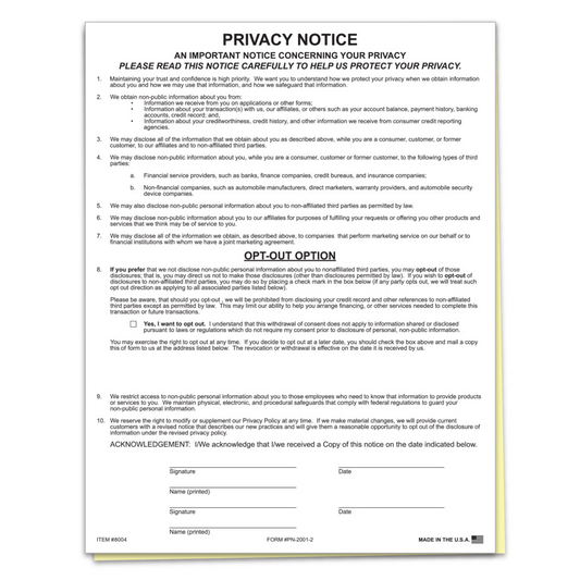 Privacy Notice - PN-2001-2