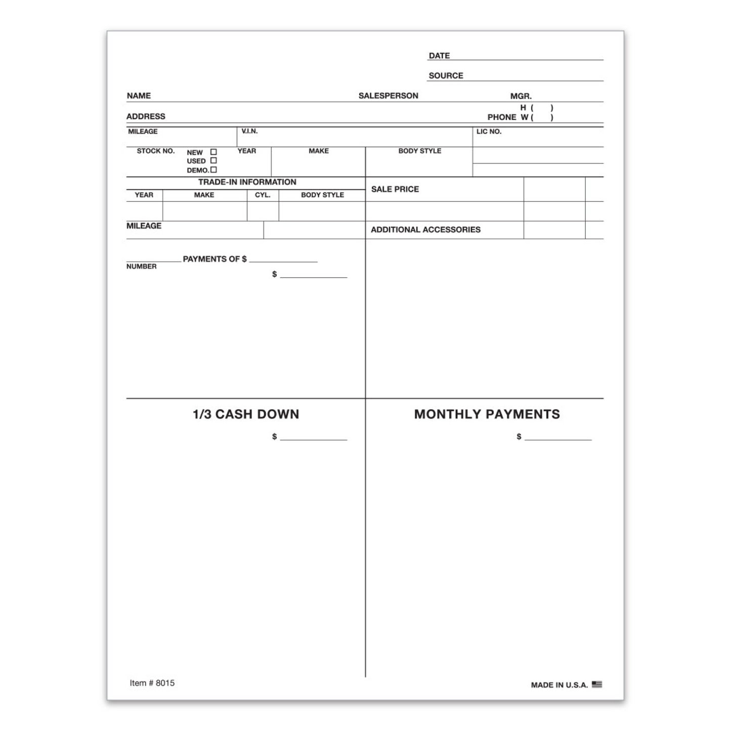 Four Square Form/Customer Proposal - 1 Part