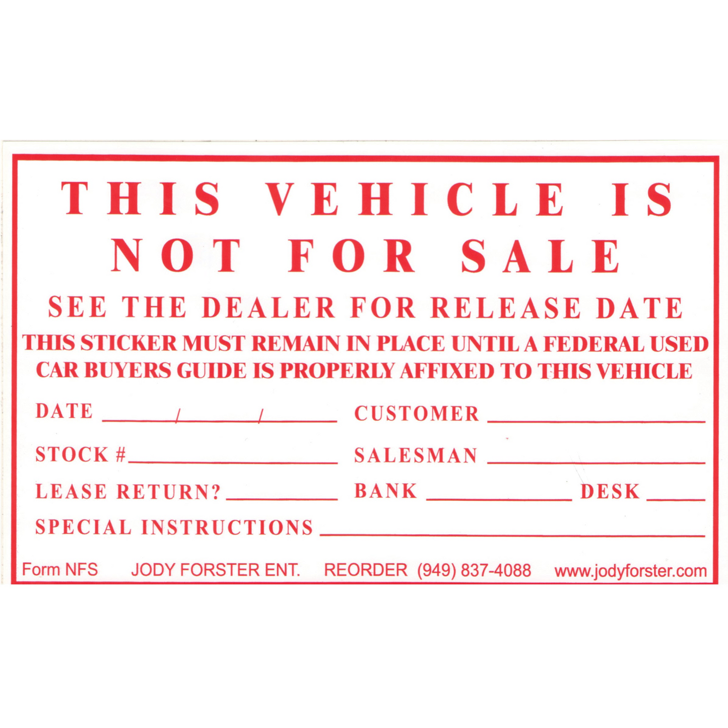Not for Sale Stickers - 50pk