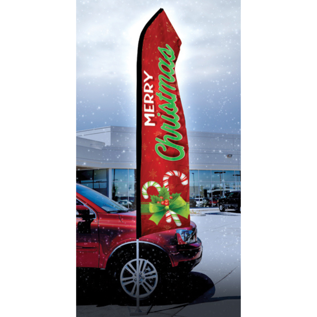 Holiday Season Dealership Marketing Flags - With Tire Base Kit