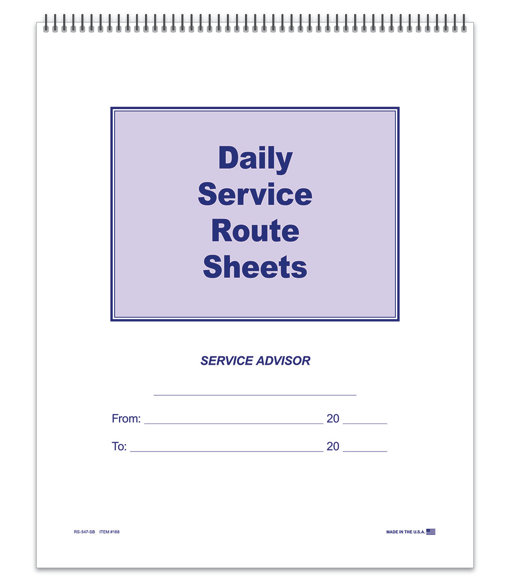 Route Sheet - RS-547-SB - Spiral Bound - 50 Lines