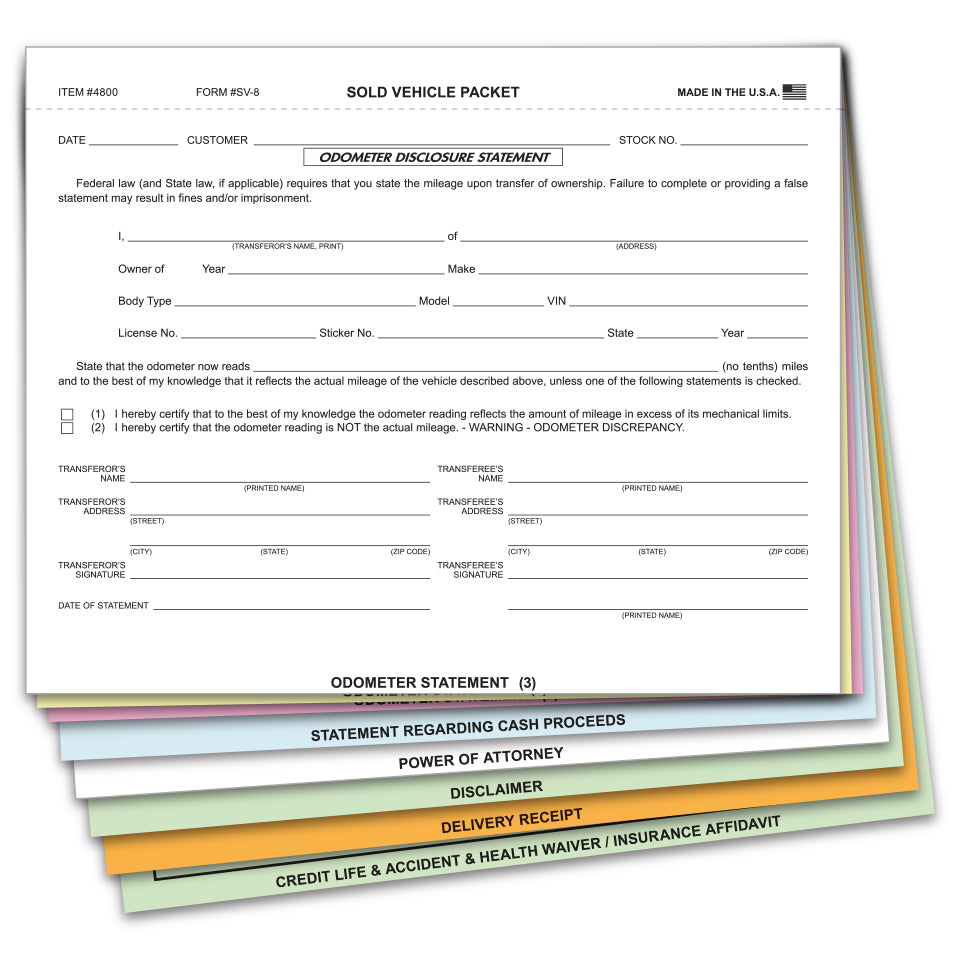 Sold Vehicle Combination Form