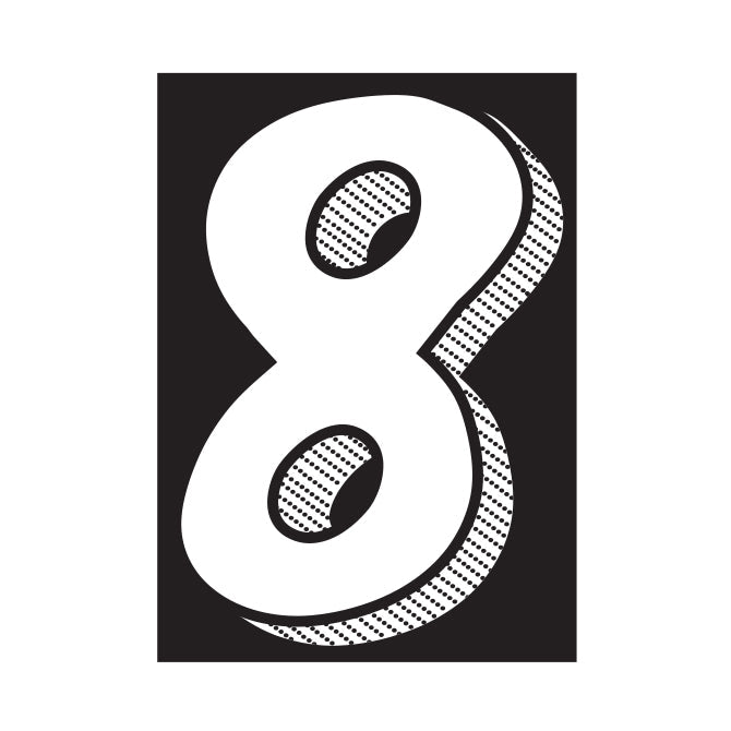 7-1/2" White & Black