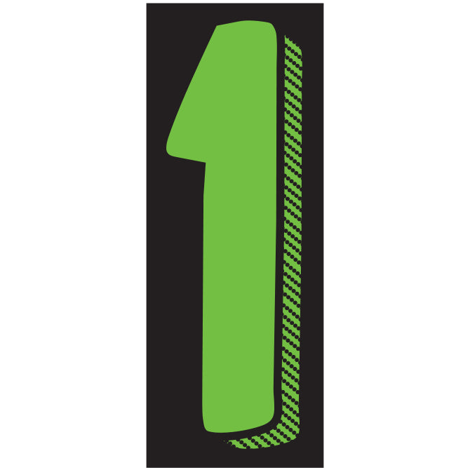 Fluorescent Green & Black Number Stickers - 11-1/2"