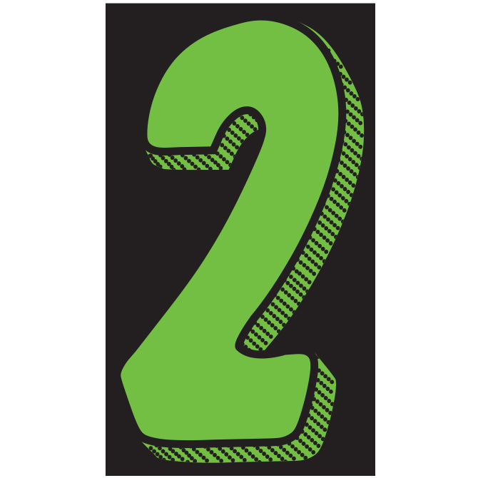 Fluorescent Green & Black Number Stickers - 11-1/2"