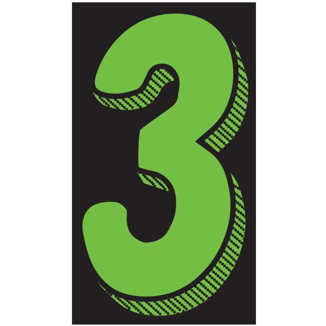 Fluorescent Green & Black Number Stickers - 11-1/2"