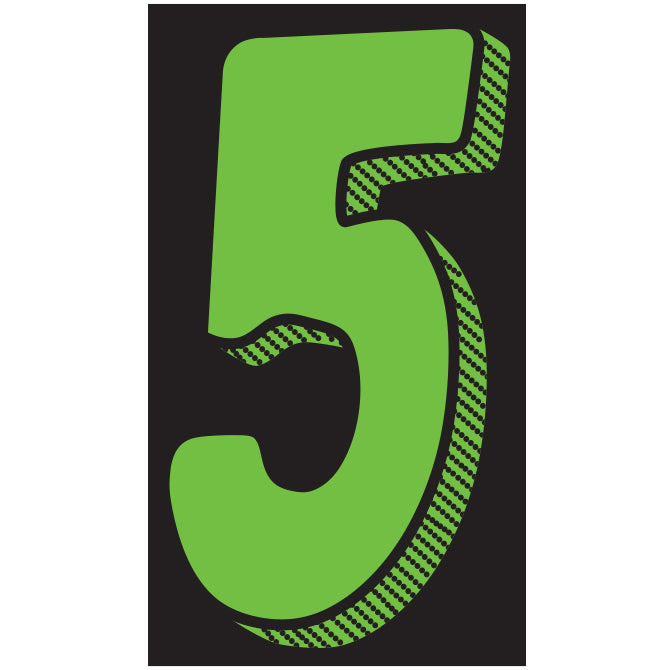 Fluorescent Green & Black Number Stickers - 11-1/2"