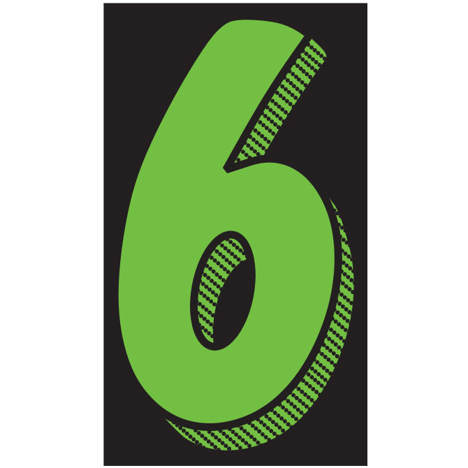 Fluorescent Green & Black Number Stickers - 11-1/2"