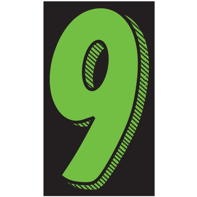 Fluorescent Green & Black Number Stickers - 11-1/2"