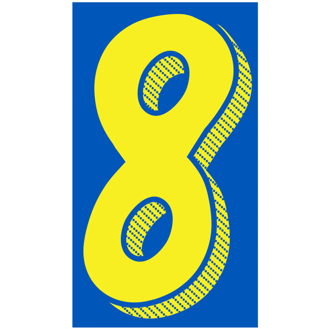 Yellow & Blue Number Stickers - 11-1/2"