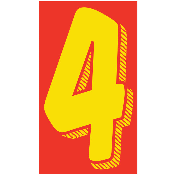 Yellow & Red Number Stickers - 11-1/2"
