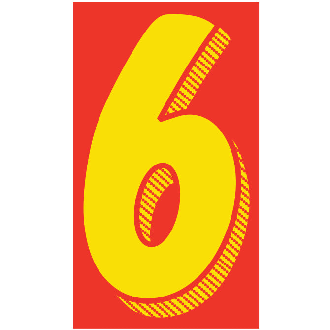 Yellow & Red Number Stickers - 11-1/2"