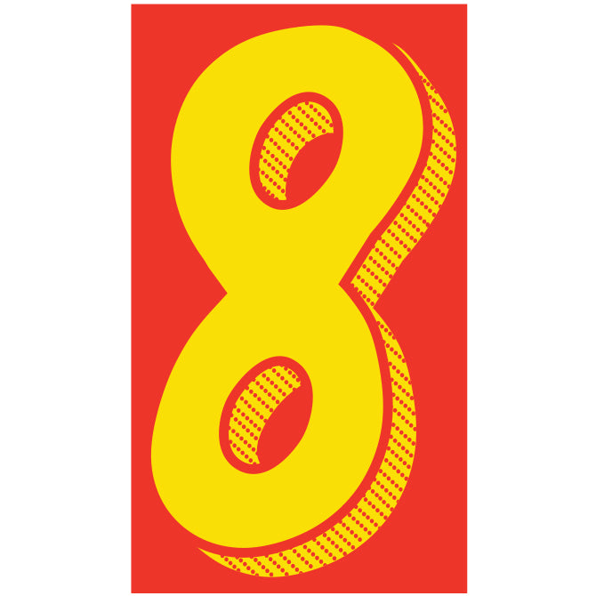 Yellow & Red Number Stickers - 11-1/2"