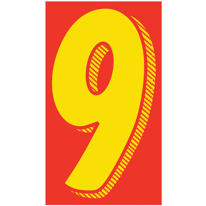 Yellow & Red Number Stickers - 11-1/2"
