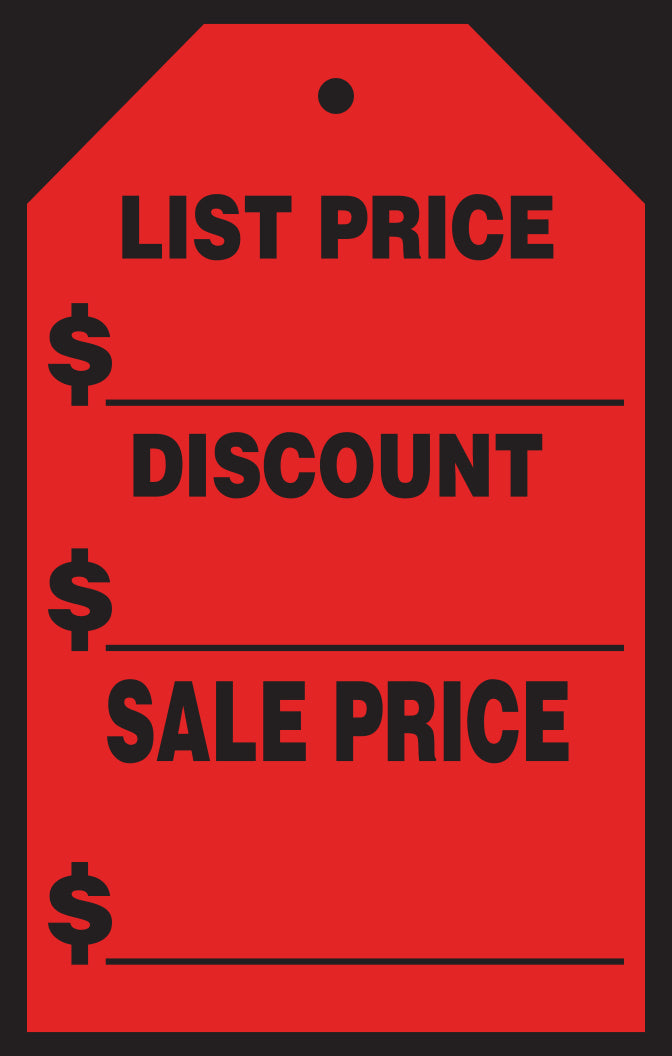 Window Price Sticker - Hang Tag - 7" x 11"