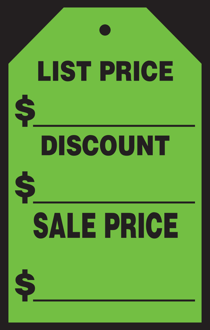 Window Price Sticker - Hang Tag - 7" x 11"