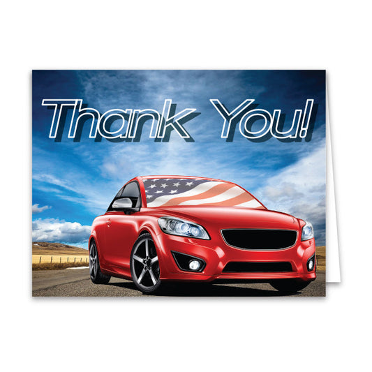 Thank You Card - Patriotic Car