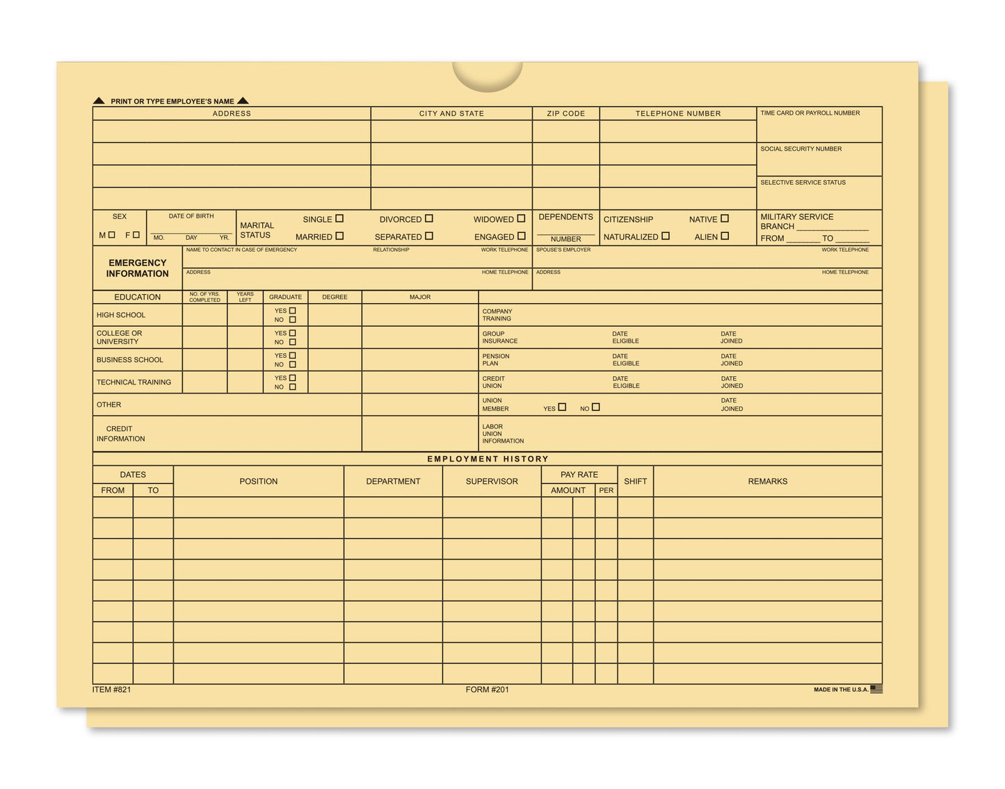 Employee File Jacket - 201