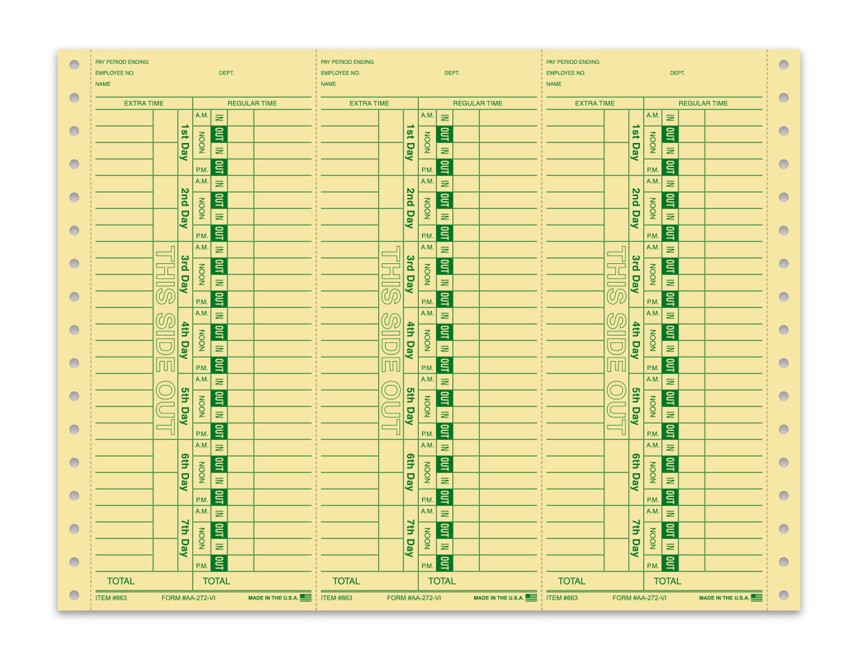 Cont. Time Clock Cards - AA-292-VI