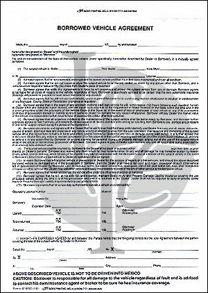 Borrowed Vehicle Agreement