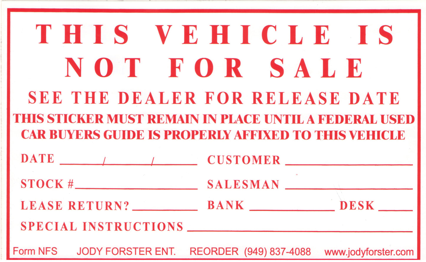 Not for Sale Stickers - 50pk