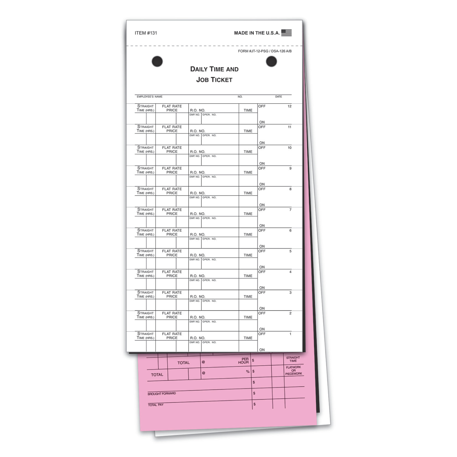 Job Time Ticket - JT-12-250-PSG - Peel & Stick