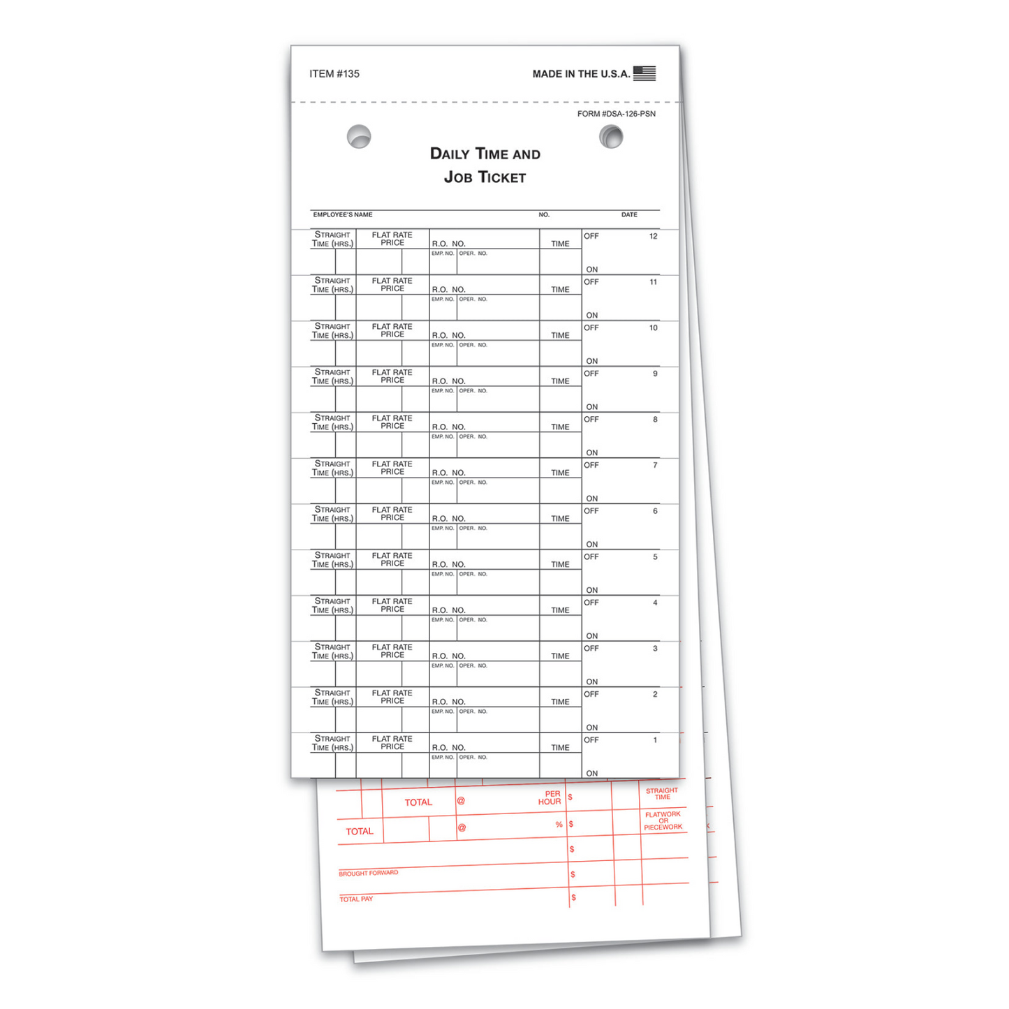 Job Time Ticket - DSA-126 PSN - NCR - Peel & Stick