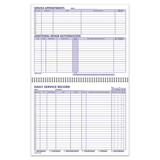 Daily Service Record Book - DSR - 50 Pages