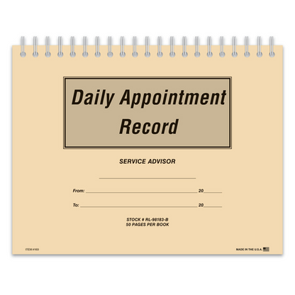 Daily Appointment Record Book - RL-98183-B - 50 Pages