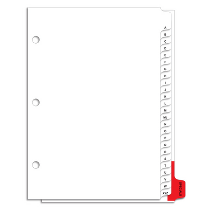 Alphabet Divider for Color-Code - A-Z With Mc & Specials