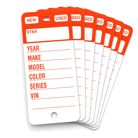 Orange top stripe key tags 1-3/8 x 3 - product photo