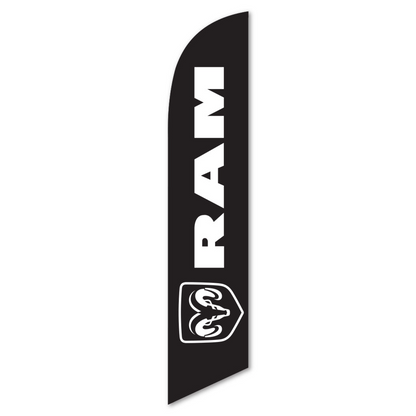 Dodge Ram Swooper Flag Black - 12ft Truck Dealership Banner