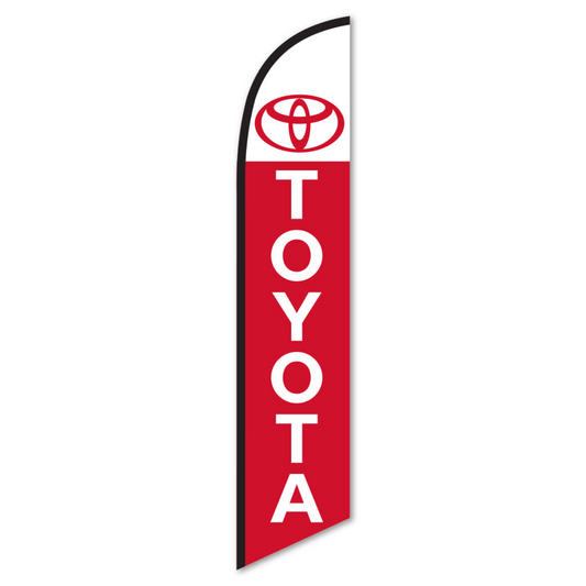 Swooper Banner - TOYOTA (WHITE W/ RED LETTERS)