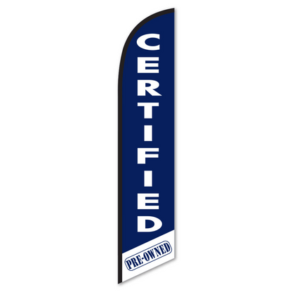 Certified Pre-Owned Swooper Flag - 12ft Blue White CPO Banner