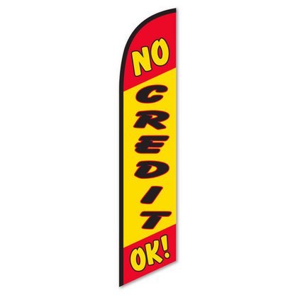 No Credit OK Swooper Flag - 12ft Financing Banner for Dealers