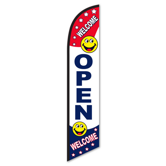 Swooper Banner - OPEN (SMILEY FACES)