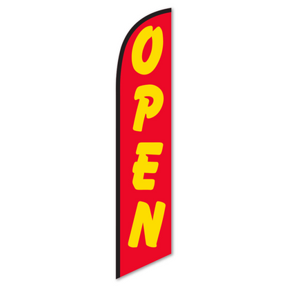 Open Swooper Flag Red & Yellow - 12ft Business Hours Banner
