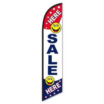 Sale Swooper Flag - 12ft Smiley Face Feather Banner for Dealerships