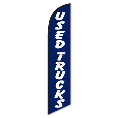 Used Trucks Swooper Flag - 12ft Navy White Feather Banner