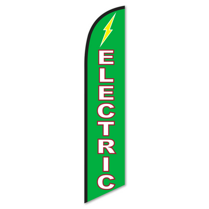 Electric Swooper Flag Green - 12ft EV Lightning Bolt Banner