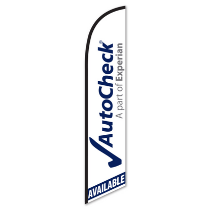 AutoCheck Swooper Flag White - 12ft Vehicle History Banner