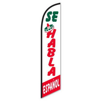 Se Habla Español Swooper Flag - 12ft Bilingual Dealer Banner