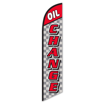 Oil Change Swooper Flag Checkered - 12ft Racing Service Banner
