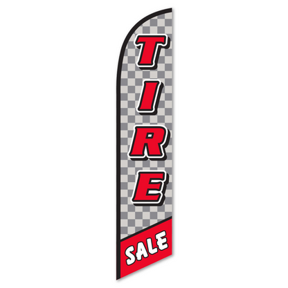 Tire Sale Swooper Flag - 12ft Checkered Racing Banner
