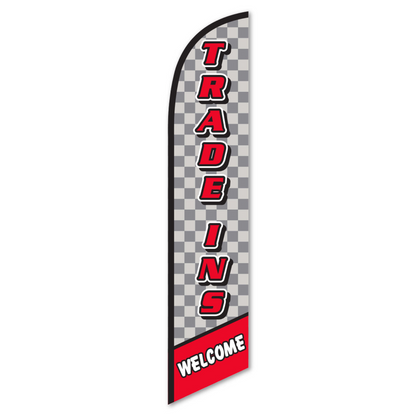 Trade Ins Welcome Swooper Flag - 12ft Checkered Racing Banner